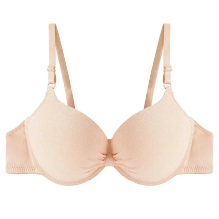 Bras Sexy Women Cotton Gathered Bra Deep V Underwire Ladied Brassiere Push Up Lingerie Solid Bras Backless Intimate Underwear