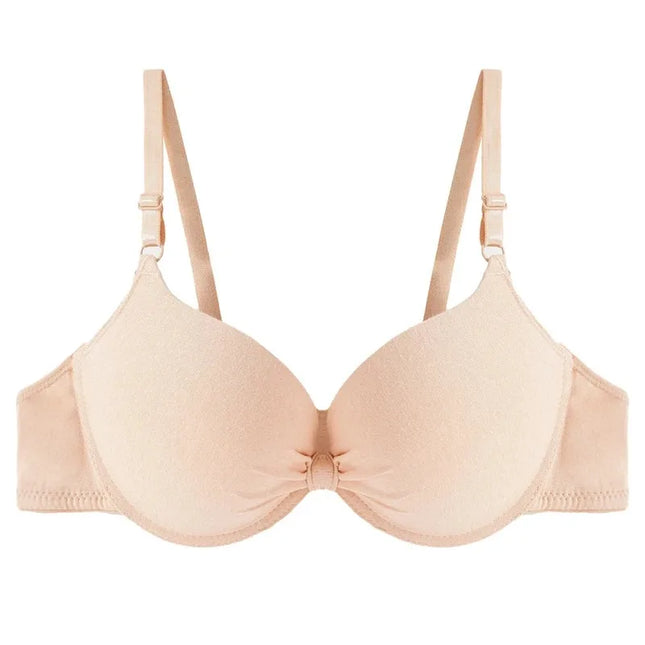 Bras Sexy Women Cotton Gathered Bra Deep V Underwire Ladied Brassiere Push Up Lingerie Solid Bras Backless Intimate Underwear