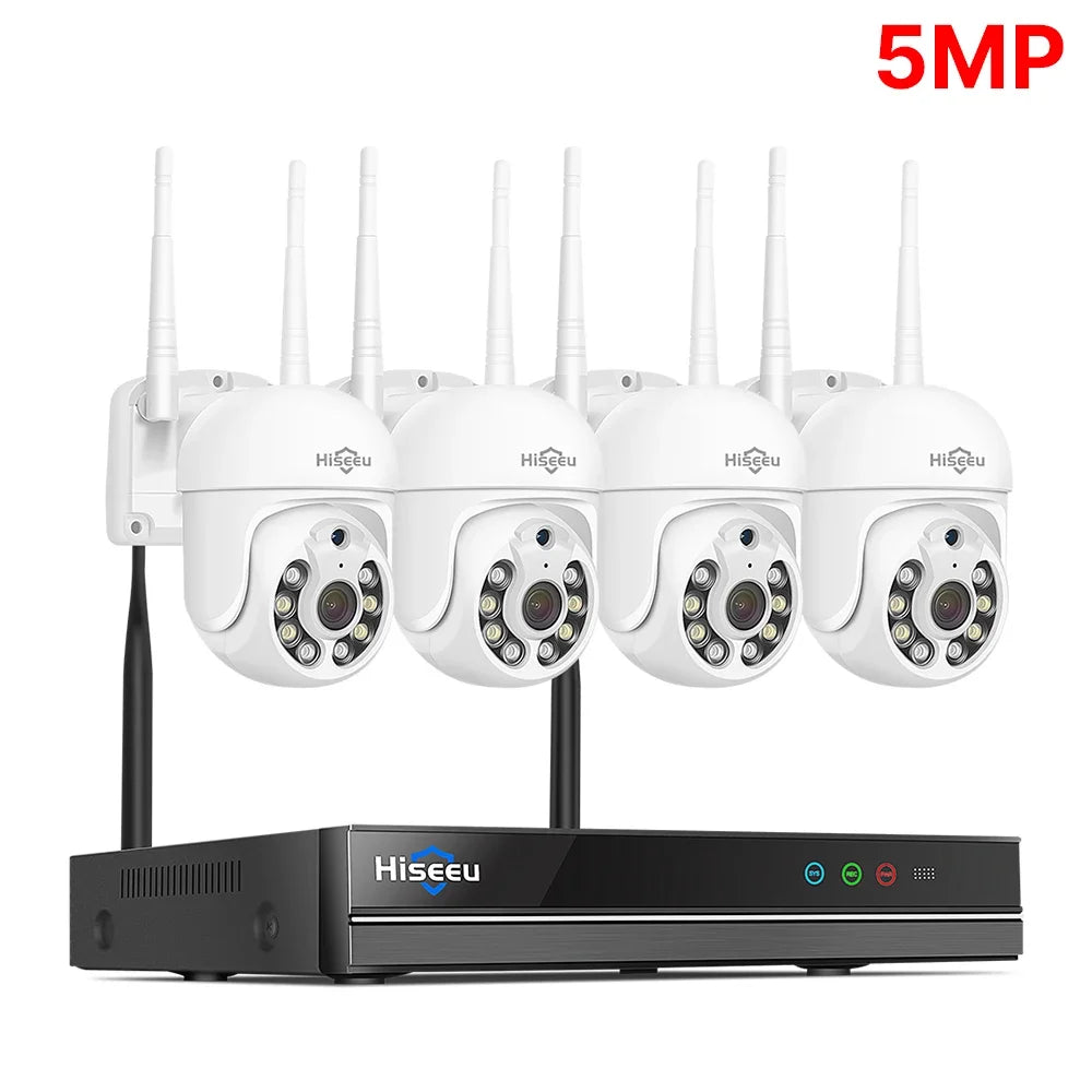 Hiseeu 5MP WiFi CCTV Camera Security System Kit 10CH NVR Recorder Set P2P Outdoor Wireless IP Cameras Video Surveillance System