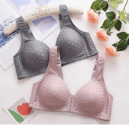 The New Front Button Type Sexy Brassiere Anti-sagging Gathered No Steel Ring Ladies Mother Large Size Thin Section Underwear Bra