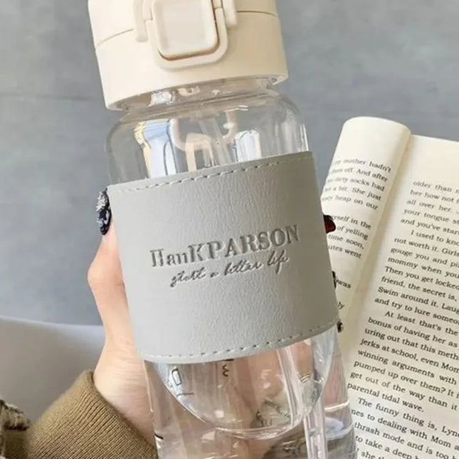 500ml Water Bottle with Straw Pop-Up Cover Leak-Proof Drinkware for Drinking Sippy Portable Cute Plastic Drinking Bottle