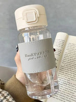 500ml Water Bottle with Straw Pop-Up Cover Leak-Proof Drinkware for Drinking Sippy Portable Cute Plastic Drinking Bottle