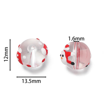5pcs 12mm Glass Round Beads Christmas Tree Hat Spacer Bead for Keychain Christmas Decoration DIY Jewelry Making Supplies