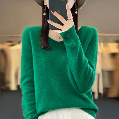 Women's Knitted Sweater 100% Beautiful Nuo Wool High Density Top Loose and Comfortable Autumn/Winter Pullover DMR D201