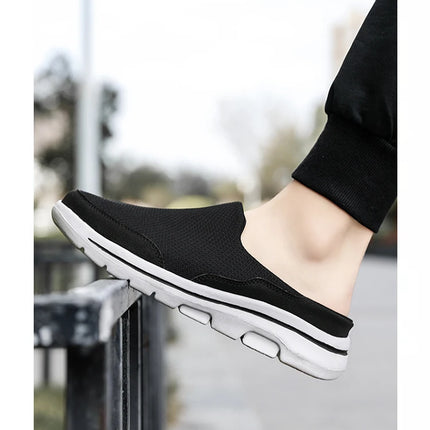 2024 Summer new breathable mesh shoes outdoor non-slip walking shoes comfortable sandals men half slippers casual loafers 35-48
