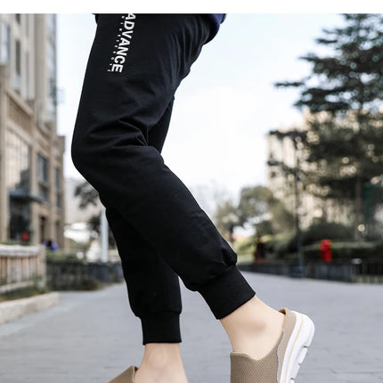 2024 Summer new breathable mesh shoes outdoor non-slip walking shoes comfortable sandals men half slippers casual loafers 35-48