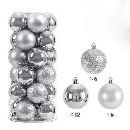 24Pcs 3/4/6CM Christmas Balls Big Ball Christmas Tree Pendant Ornaments for Party Decor 2025 New Year Navidad Gifts Accessory