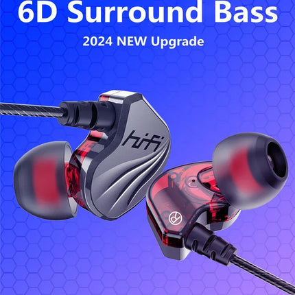 HIFI 6D Surround Bass In-Ear Wired Headphones 3.5mm Type C Earphone Sports Waterproof Gaming Headset Handfree Earbuds with Mic