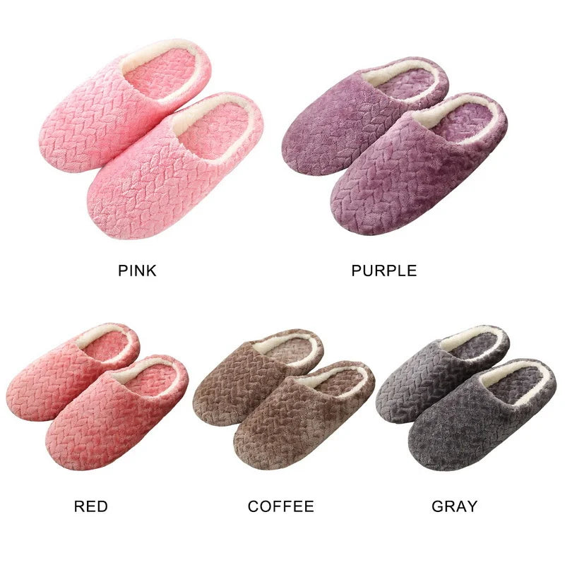 Women Men Home Slippers Plush Warmer Indoor Slipper Autumn Winter House Flat Floor Shoes Female Soft Slient Slides For Bedroom