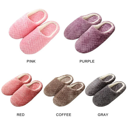 Women Men Home Slippers Plush Warmer Indoor Slipper Autumn Winter House Flat Floor Shoes Female Soft Slient Slides For Bedroom