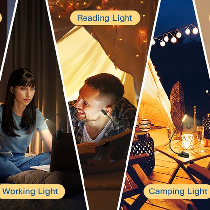 7 LED Book Light USB Rechargeable Reading Light 3-Level Warm Cool White Daylight Portable Flexible Easy Clip Night Reading Lamp