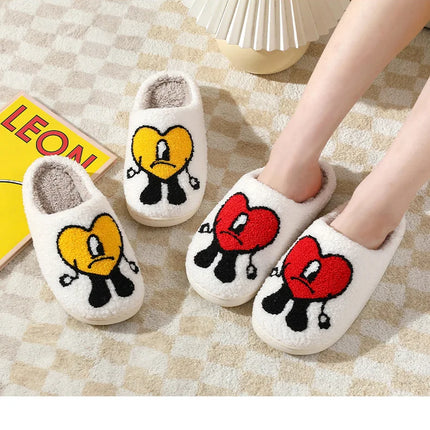 Winter Home Warm Women Slippers House Girl Fur Cute Bad Bunny Love Cushion Slides Bedroom Ladies Cotton Female Plush Shoes