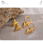 Yhpup Stainless Steel Chic Heart Huggie Hoop Earrings Charm Gold Color Tarnish Free Trendy Fashion Jewelry for Women Bijoux
