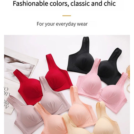 New Large Size Front Closure Mom Back Underwear Thin Section Comfortable Breathable Push Up Bra Glossy Lingerie For Women Sütyen