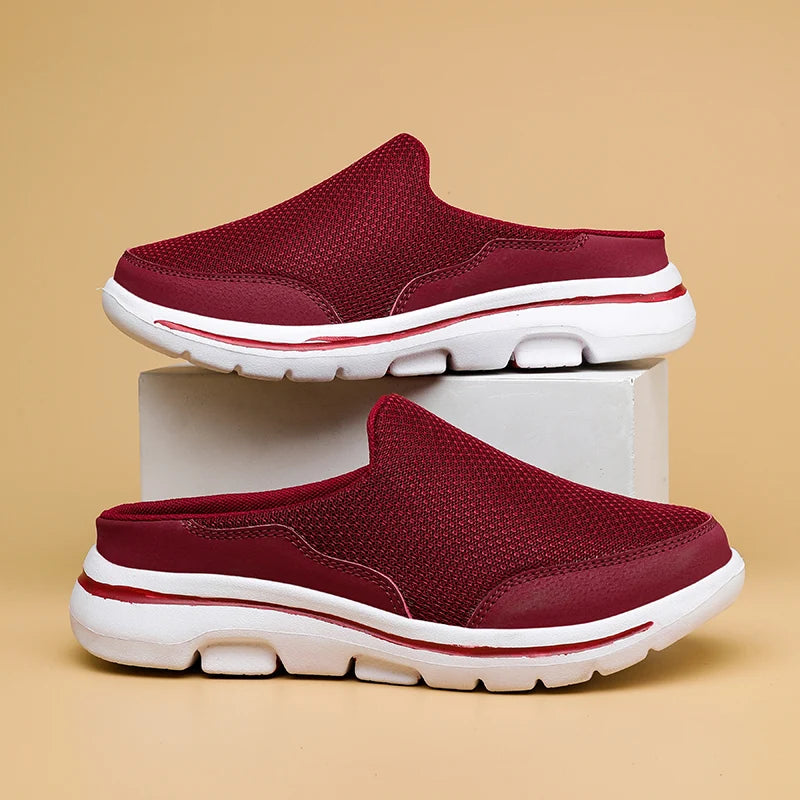 2024 Summer new breathable mesh shoes outdoor non-slip walking shoes comfortable sandals men half slippers casual loafers 35-48