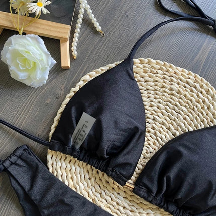 2025 New Sexy Triangle Bathing Suit for Women Brazilian Bikinis Halter Swimwear Push Up Swimsuit Metal Chain Beach Bikini Set