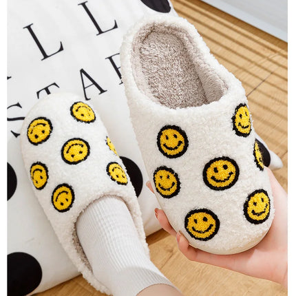 Little Cute Smile Face Slippers Houseshoes Women's House Smile Ladies Indoor Winter Fluffy Cozy Home Comfy Women Shoes