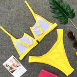 Splicing Denim V Shaped Thong Bikini Women Swimsuit Female Swimwear Two Pieces Bikini Set Bather Push Up Bathing Suit Swim Lady