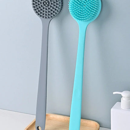 Double-Sided Silicone Back Scrubber Long Handle Long Handle Body Bath Brush Mud Back Scrubber Shower Massage Exfoliation Brush