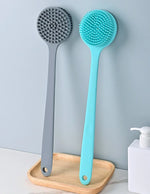 Double-Sided Silicone Back Scrubber Long Handle Long Handle Body Bath Brush Mud Back Scrubber Shower Massage Exfoliation Brush