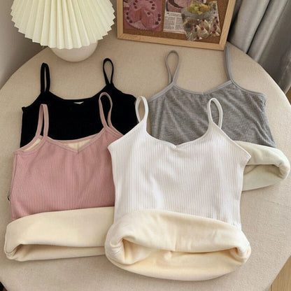 Women Winter Warm Top Thin Velvet Corset Top Solid Y2k Sleeveless Tank Tops Sleeveless Sexy Slim Fleece Corset Top Female