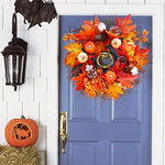 Autumnal Halloween Thanksgiving Maple Pumpkin Wreath Door Decorative