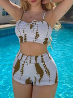 Drawstring Front Shorts Bikinis 2025 High Waist Swimsuit Women Swimwear Female Bathers Bathing Swimming Swim Suit Beachwear