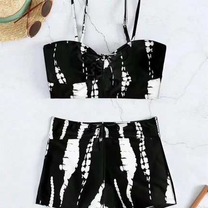 Drawstring Front Shorts Bikinis 2025 High Waist Swimsuit Women Swimwear Female Bathers Bathing Swimming Swim Suit Beachwear