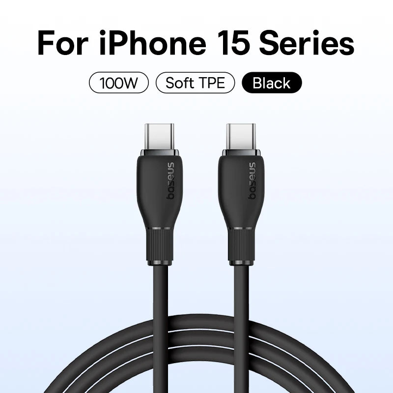 Baseus PD 100W USB C To USB Type C Cable For Macbook Fast Charging Charger Wire Cord For iPhone  16 15 Type-C Cable For Xiaomi