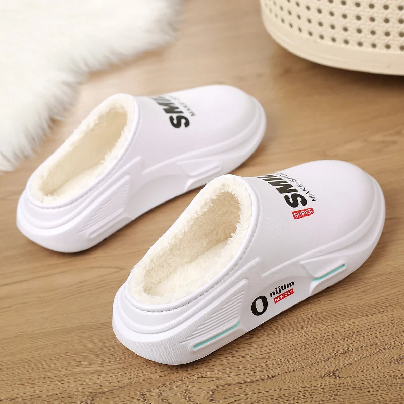 New Winter Men Warm Slippers Cotton Slippers Outdoor Indoor Cotton Shoes Waterproof Mens Comfortable Home Bedroom Plush Slippers