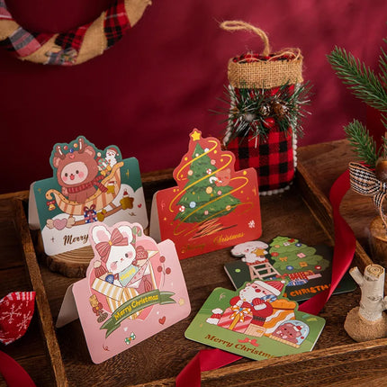 10pcs MIX Merry Christmas Greeting Card Santa Claus Snowman Custom Blank Cards Christmas Party Invitation Card New Year Gifts