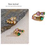 Yhpup Delicate Cubic Zirconia Heart Stainless Steel Gold Color Adjustable Fashion Open Ring High Quality Chic Charm Jewelry