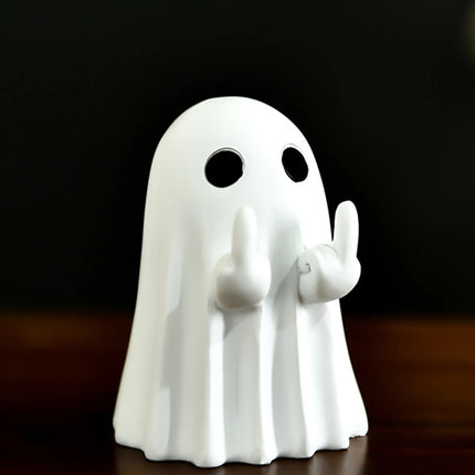 Middle Finger Cute Ghost Statue, Ghosts Small Scary Ghost Figurines, Halloween Home Decorations, Coffee Table Centerpieces Shelf