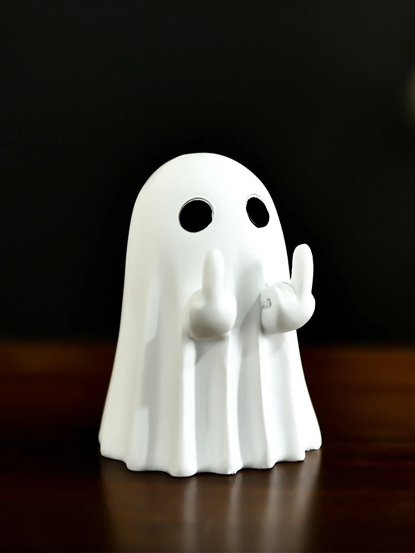 Middle Finger Cute Ghost Statue, Ghosts Small Scary Ghost Figurines, Halloween Home Decorations, Coffee Table Centerpieces Shelf