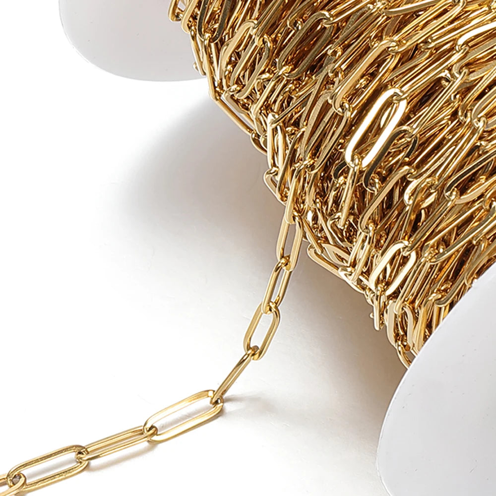 No Fade 2Meters Stainless Steel Chains for Jewelry Making DIY Necklace Bracelet Accessories Gold Chain Lips Beads Beaded Chain