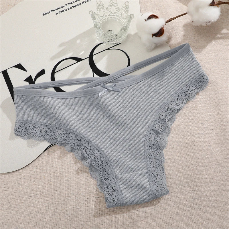4PCS Women's Cotton Briefs Sexy Female Underpants Elasticity Comfortable Underwear Panties Lingerie S-XL  Solid Color Intimate