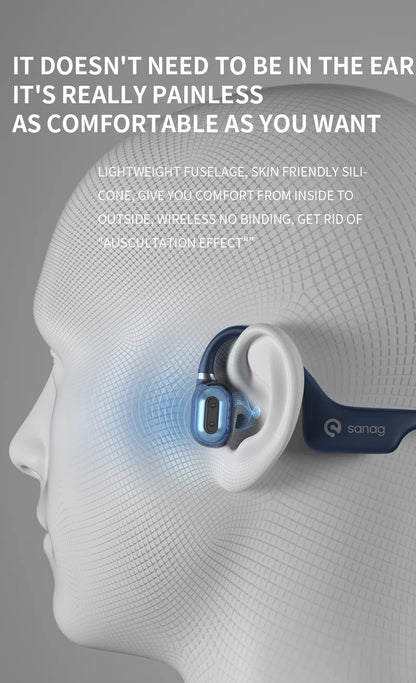 #Sanag A5X Bone Conduction Wireless Sport Headphones Bluetooth Open Ear Design Earphone 3D Stereo Sound Headset