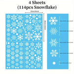 114-Piece Set of White Snowflake Window Stickers for Winter Holiday Celebrations, Glass Static Cling Stickers for Christmas and New Year Decorations