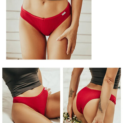 5Pcs/Set Women Cotton Brazilian Panties V Waist Female Underwear Comfortable Underwear Low Rise T-Back Bikini Girls Lingerie New