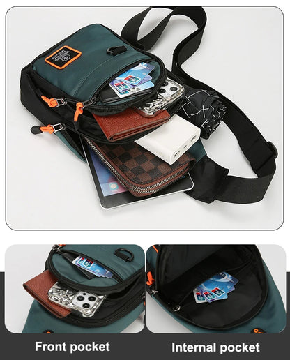 Casual Men Chest Bag Nylon Small Shoulder Bag Running Cycling Belt Sling Bag Outdoor Sport Crossbody Bag Travel Phone Pouch Bag