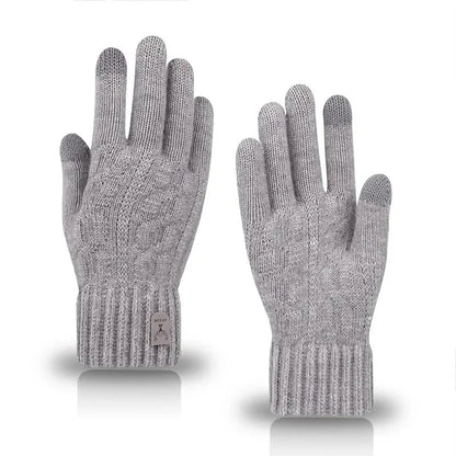 new men's warm gloves winter touch screen plus fleece gloves cold warm wool knitted gloves