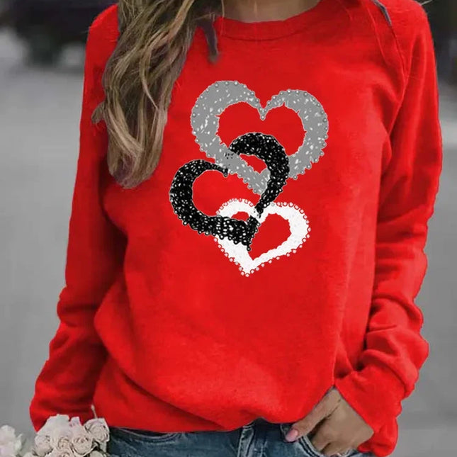 Women's Casual Round Neck Sweatshirt Autumn/winter Printed Christmas Santa Claus Design Comfortable Breathable Ladies Top