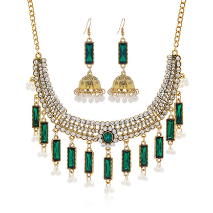 Vintage Bohemian style necklace, earrings, collarbone chain, exaggerated personality, ethnic style chain accessories, exotic atm