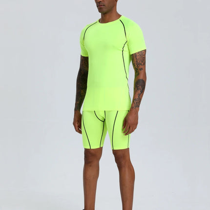 Men's Compression Top, Active Mid Stretch Breathable Moisture Wicking Workout T-shirt For Outdoor Sports