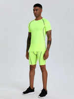 Men's Compression Top, Active Mid Stretch Breathable Moisture Wicking Workout T-shirt For Outdoor Sports