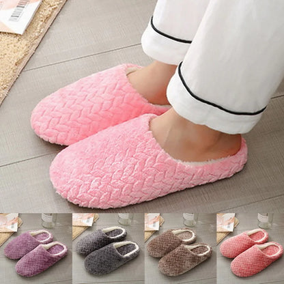 Women Men Home Slippers Plush Warmer Indoor Slipper Autumn Winter House Flat Floor Shoes Female Soft Slient Slides For Bedroom