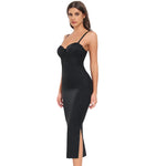 Slimming Full Length Shapewear Slips Nude Straight Tube Dress Body Shaper Women Skinny Under Dresses Underwire Cup Black