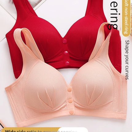 New Large Size Front Closure Mom Back Underwear Thin Section Comfortable Breathable Push Up Bra Glossy Lingerie For Women Sütyen