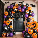 Halloween Pumpkin Balloons Garland Arch Kit Orange Black Balloon 3D Bat Sticker Eye Globos Birthday Party Halloween Decorations