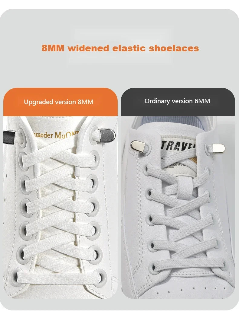 Flat Elastic Shoe Laces Sneakers No Tie Shoelaces for Shoes Tennis Quick Shoelace Clips Without Ties Shoe Accessories Kids Adult